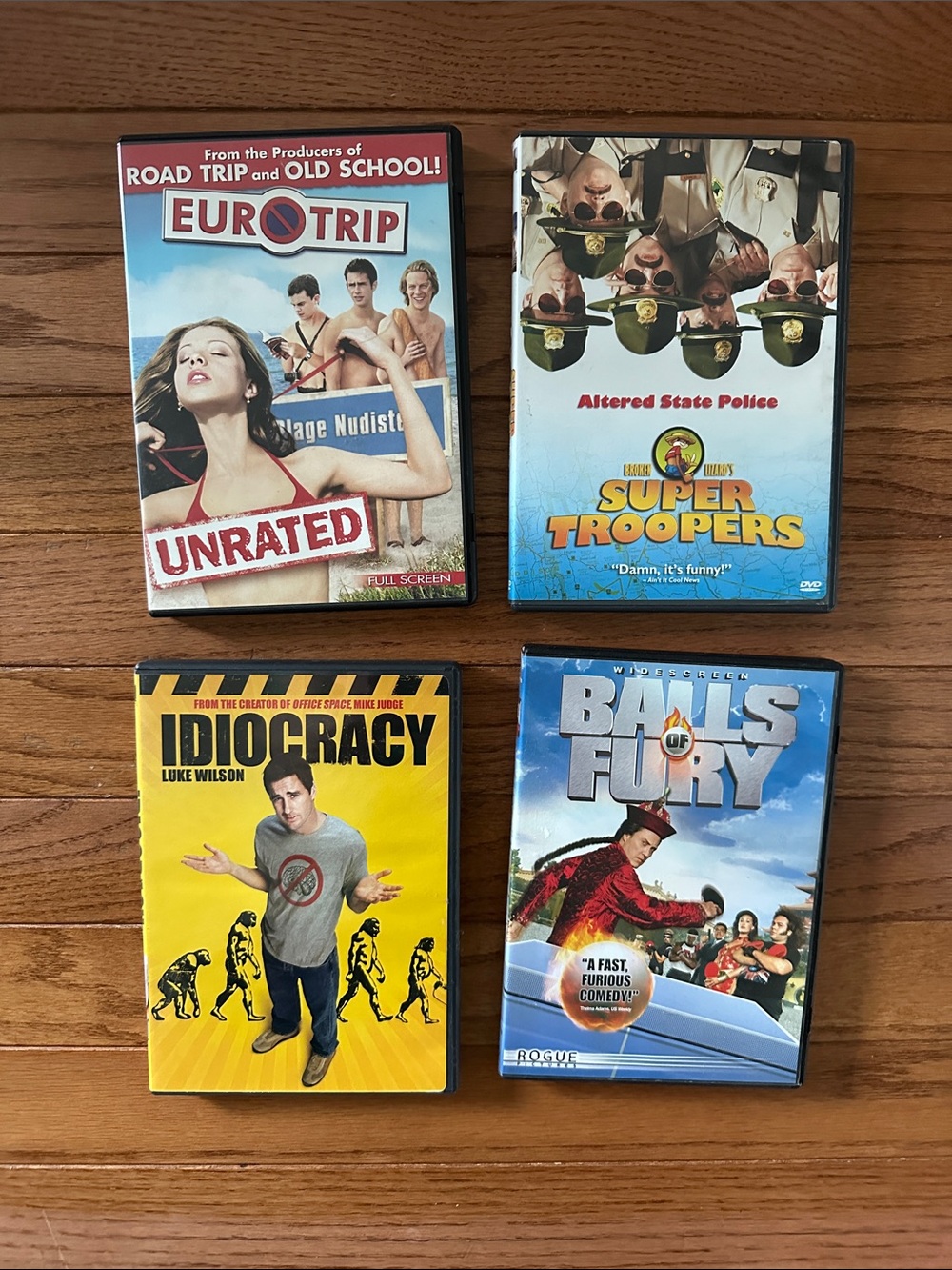 Comedy DVD bundle super troopers euro trip balls of fury idiocracy movies
